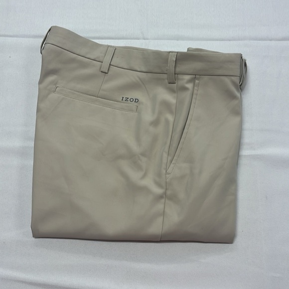 Izod Golf Cream Stonedust Chinos Slim Fit Men’s 36Wx30L Short Sport Casual Pants - Picture 11 of 11